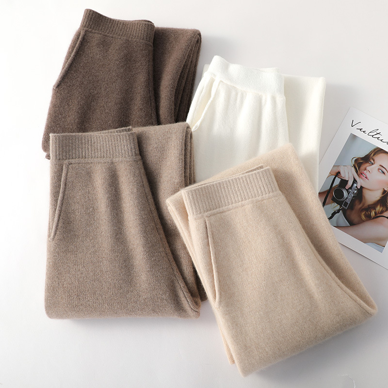 Wool Knit Loose Straight-Leg Pants for Women, 2025 Autumn and Winter New Style, Slimming, Petite, Drapey, Floor-Length Wide-Leg Pants