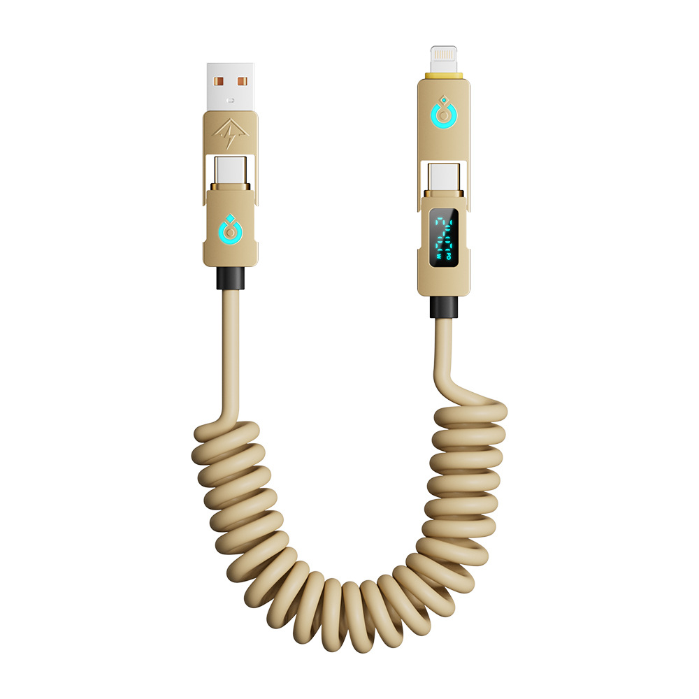 Picture of [Smart Power Off] Demon 240W Four-In-One Digital Display Spring Fast Charging Cable 2m Is Suitable for Apple 16 Huawei