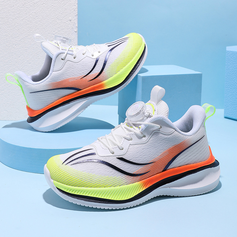 Spring and Autumn Children's sneaker Middle and Big Boys Rotating Buckle Running Shoes Lightweight Breathable Mesh Student Fashion Men