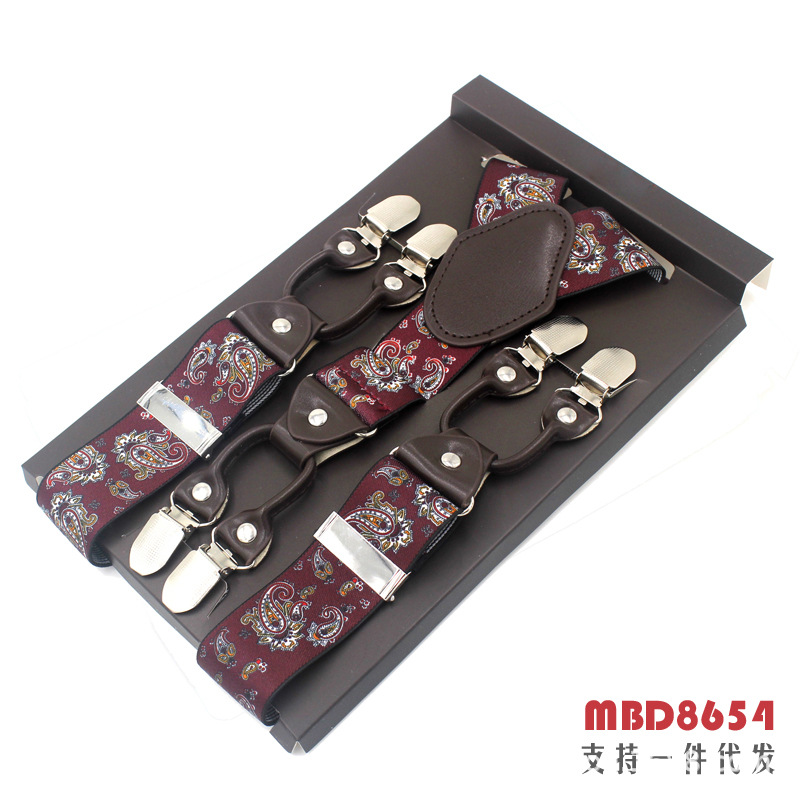 Picture of Cross-Border Supply Men's Suspenders Six-Clip Suspenders Elastic Adjustable Fat People Suspenders Men and Women Suspenders