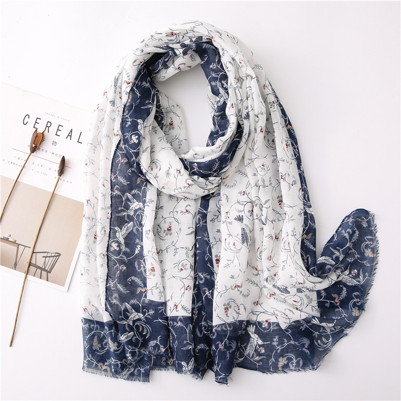 Early Spring New Scarf Tassel Simple Fresh Soft Cotton and Linen Rattan Flower Sunscreen Shawl Seaside Beach Scarf