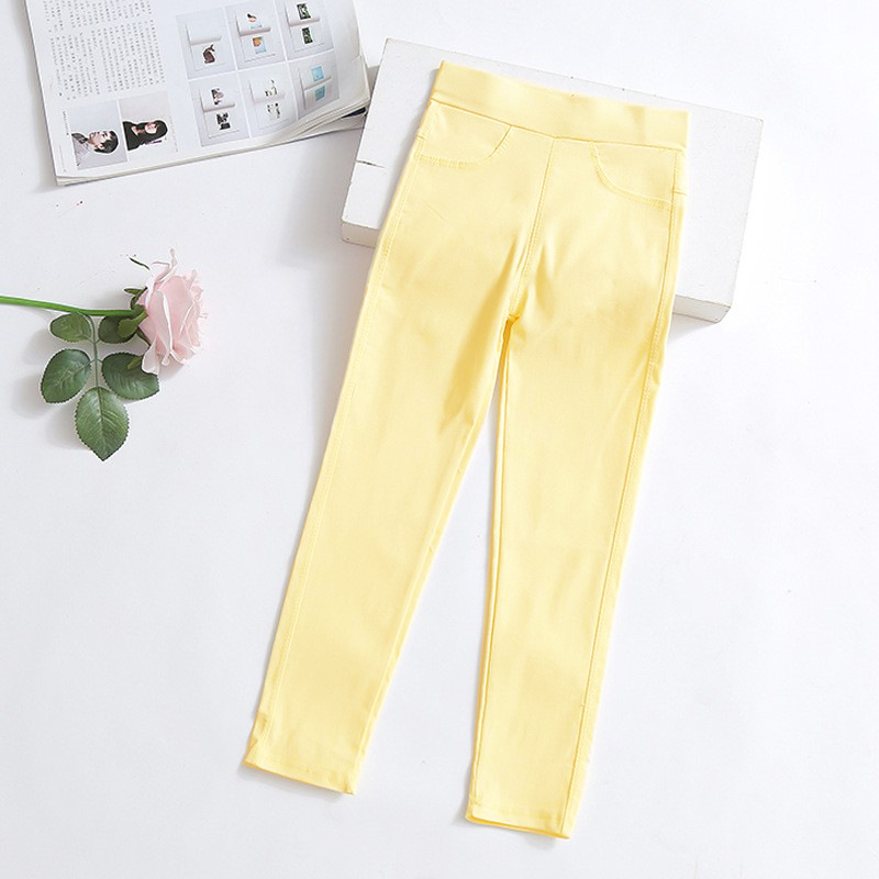 Picture of Girls' Pencil Pants Spring and Summer Thin Candy Color Children's Outer Wear Leggings Big Children's Tight Black Leggings