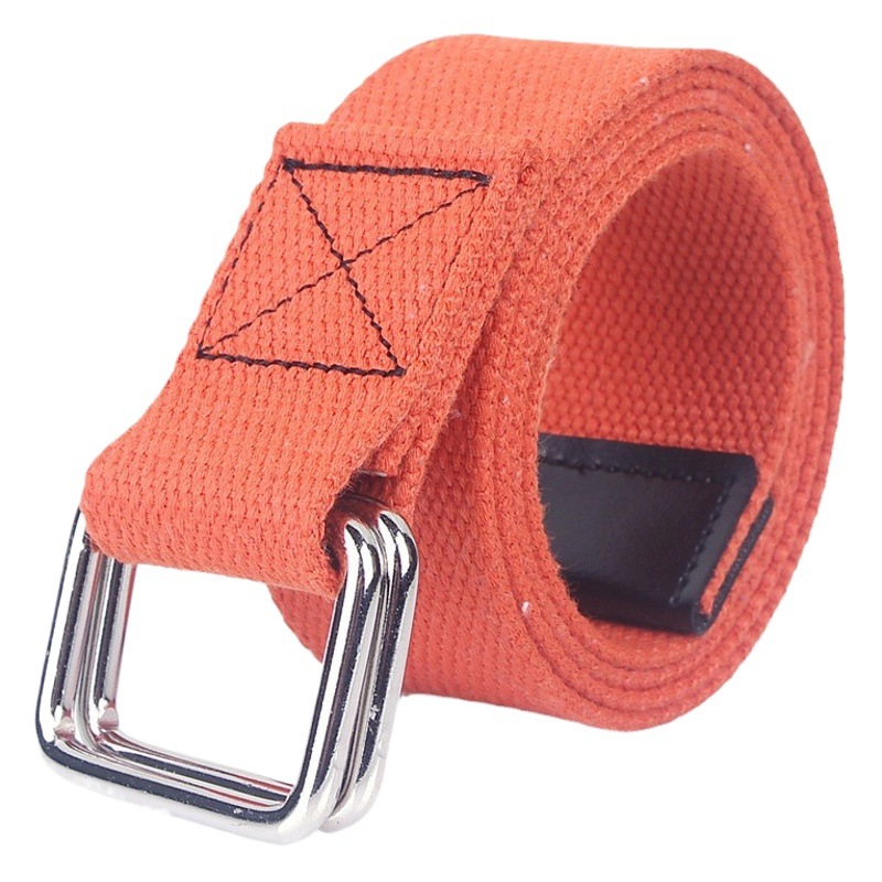 Korean Style Woven Belt with Double Loop Buckle for Men and Women Canvas Universal Casual Jeans Workwear Belt for Outdoor All-match