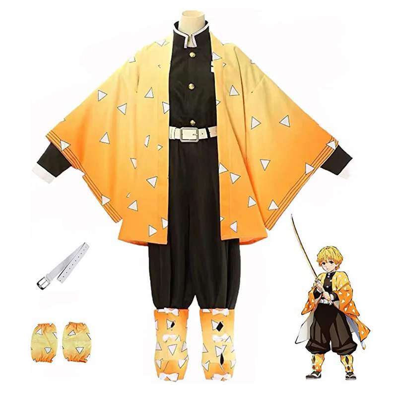 Picture of Cross-Border Large Size Demon Slayer Halloween Costume Cloak Tanjirou Hashibira Cosplay Outfit Set