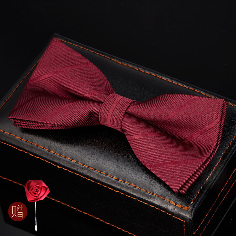 Picture of Bow tie men's wedding wedding groom best man Korean suit wine red red men's bow tie fashion