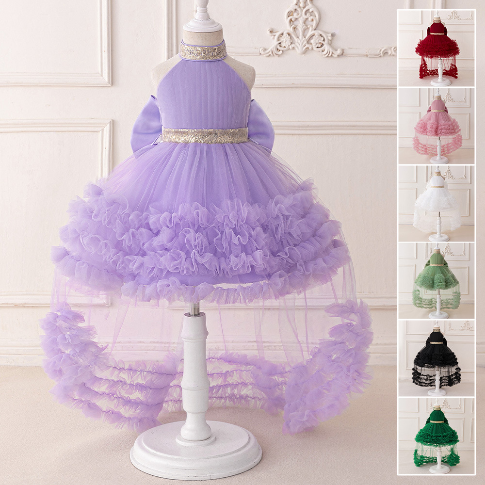 Cross-border New Girls' Birthday Dress Show Shooting Dress Shoulder-exposed Princess Dress Tail Ponkas Performance Dress