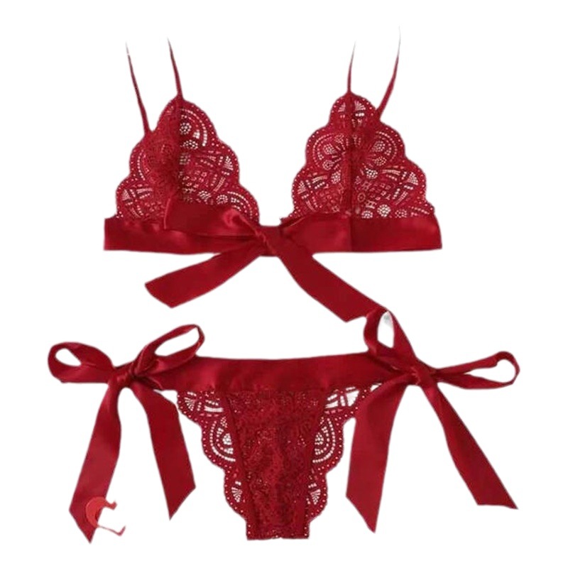 New Cross-Border European and American Foreign Trade Sexy Underwear Lace Three-Point Split Underwear Sexy Aliexpress Amazon Hot Product