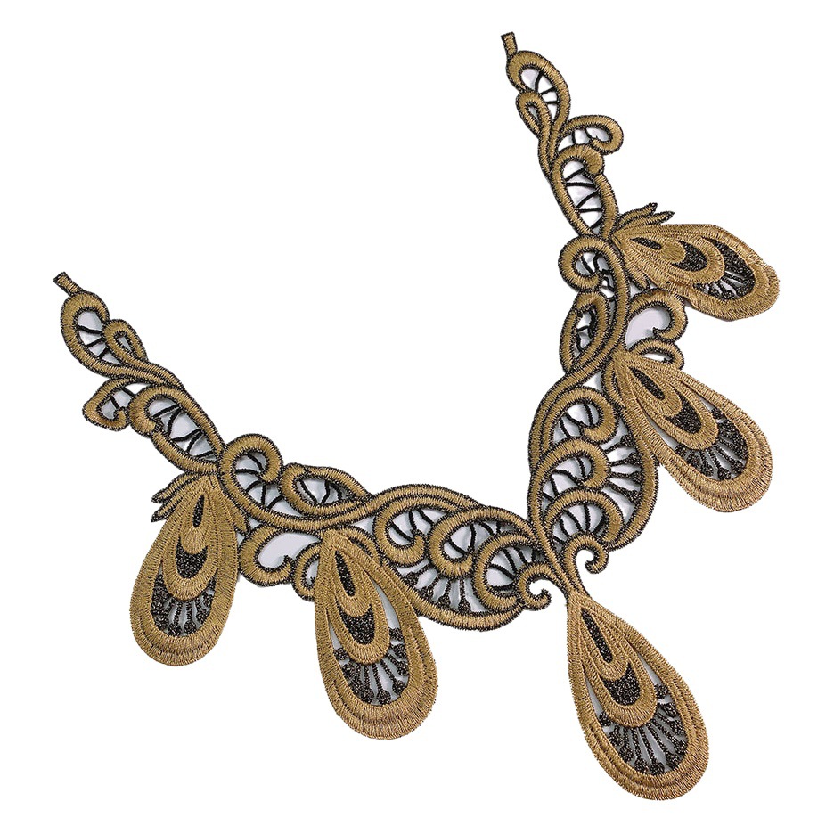 Fine thread metal thread embroidery embroidery DIY sweater accessories three-dimensional embroidery collar suit phoenix tail false collar collar collar