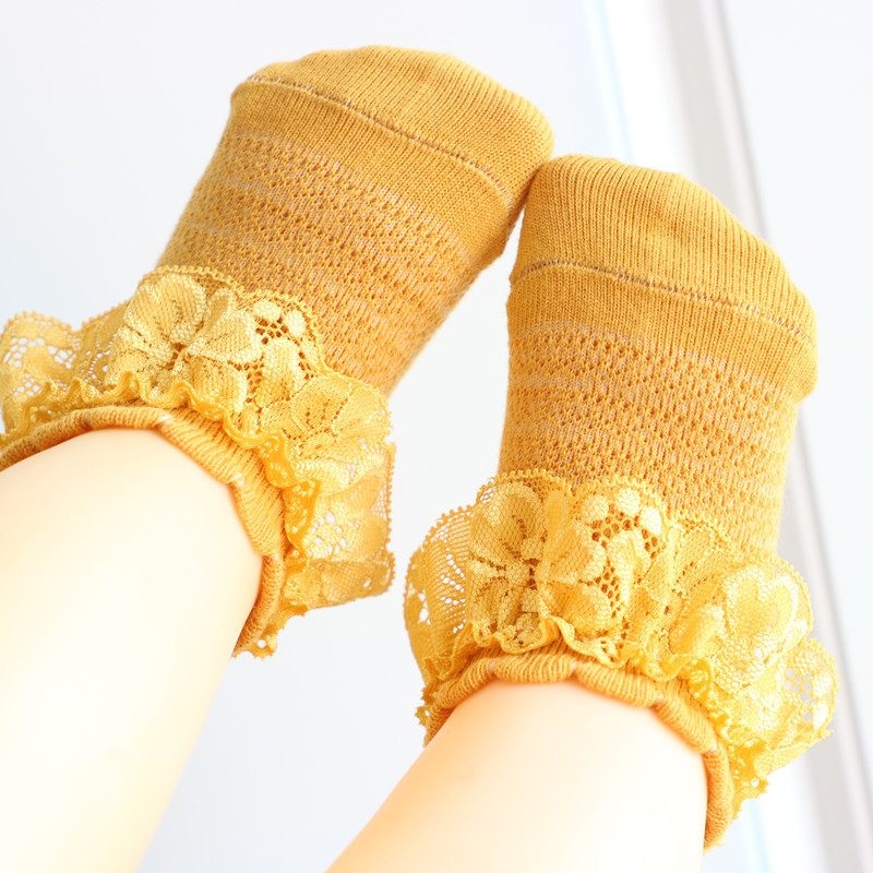 Picture of Children's Socks for Spring, Autumn, and Summer; Girls' Lace Socks, Princess Baby Loose Socks, Breathable Cotton Short Socks for Babies