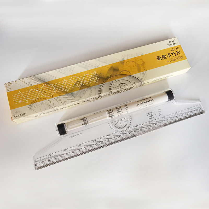 Picture of 30cm angle parallel ruler roller ruler balance ruler Rolling ruler multi-function drawing design drawing ruler tool