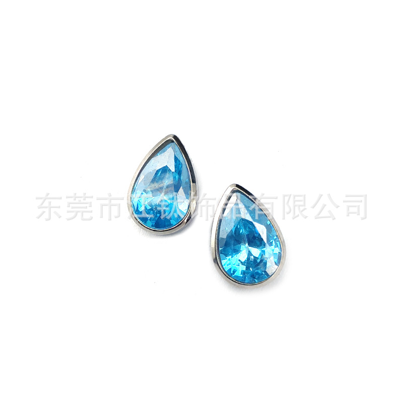 Picture of F136 titanium drop earring inlaid with 5A zircon G23 titanium alloy implant pole human body puncture jewelry teardrop ear bone nail