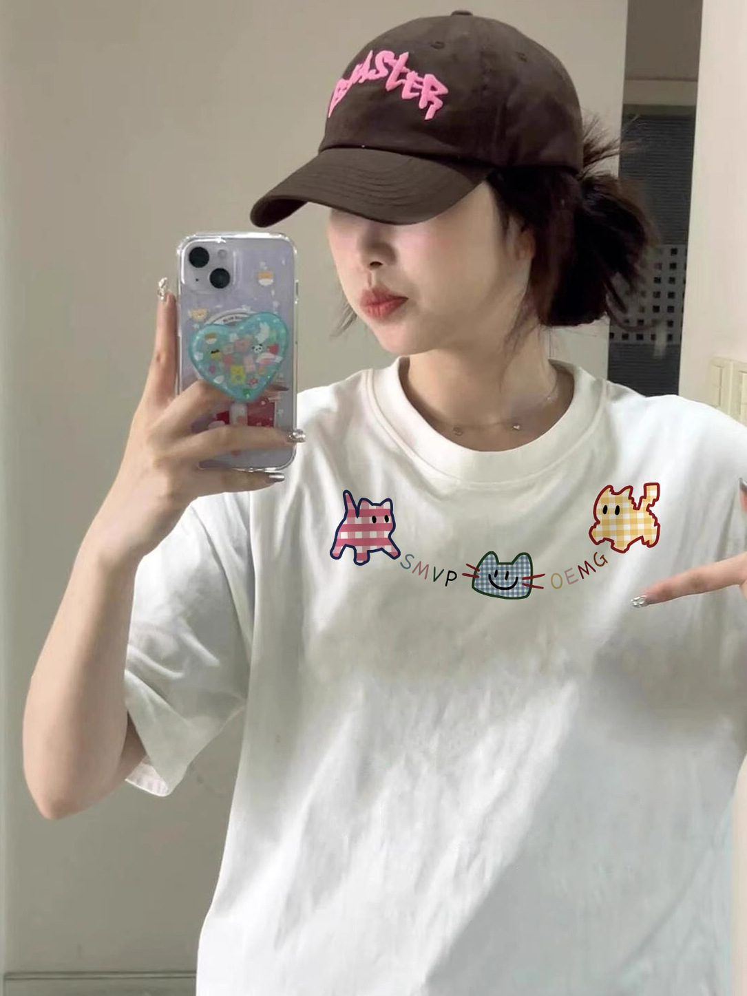 American Style Retro Shoulder Short-sleeved T-shirt Women's Pure Cotton Summer 2025 New Loose Instagram Popular Brand White Half-sleeved Top