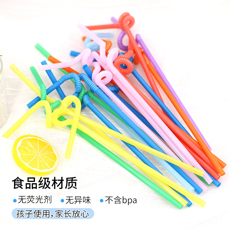 Picture of 6mm color disposable art straw DIY handmade plastic elbow straw 100 a pack of manufacturers wholesale