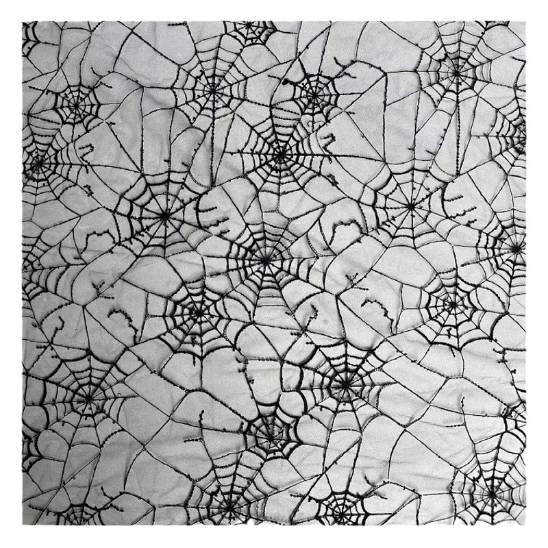 New Halloween spider web embroidered sequin fabric women's clothing dress stage wear mesh sequin embroidery cloth