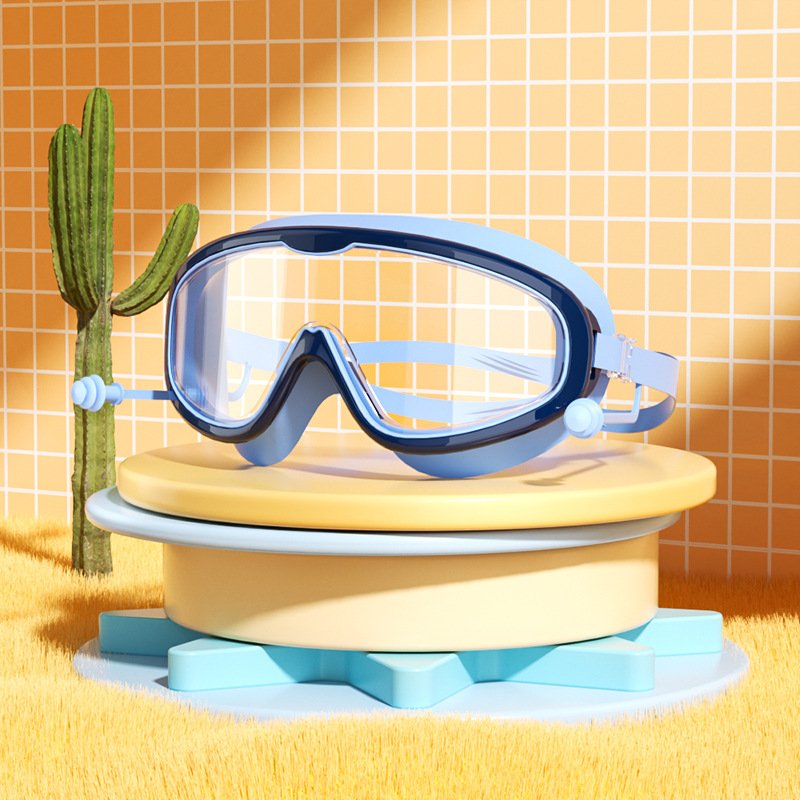 Picture of Factory direct selling children's swimming goggles large frame waterproof anti-fog professional swimming glasses student baby cute wholesale eye protection