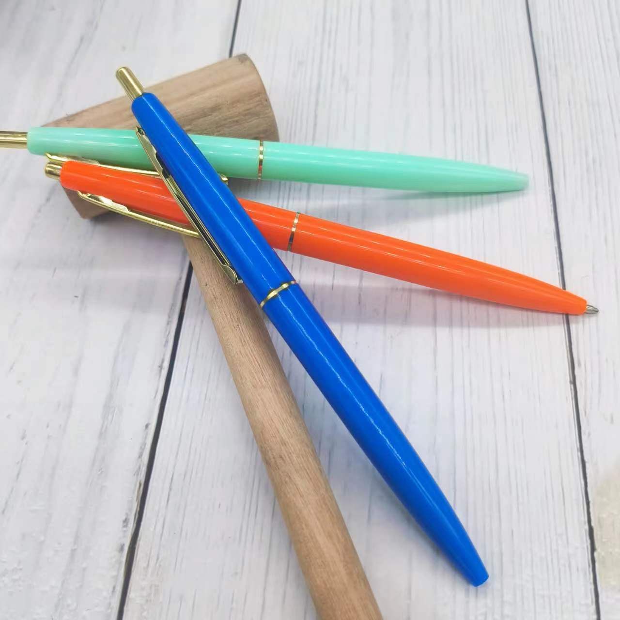 Wholesale Office student business promotion advertising pen colorful ABS plastic pen holder printing logo press ballpoint pen