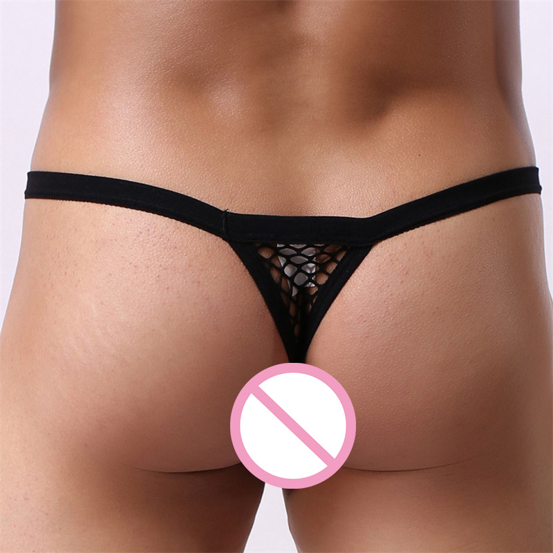 Men's sexy temptation U convex hollow mesh thong large mesh sexy underwear fishing net thong wholesale spot
