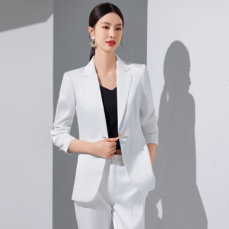 White Suit Jacket Women's Autumn New Style Workwear Temperament Commuter Goddess Style High-Level Professional Casual Work Clothes