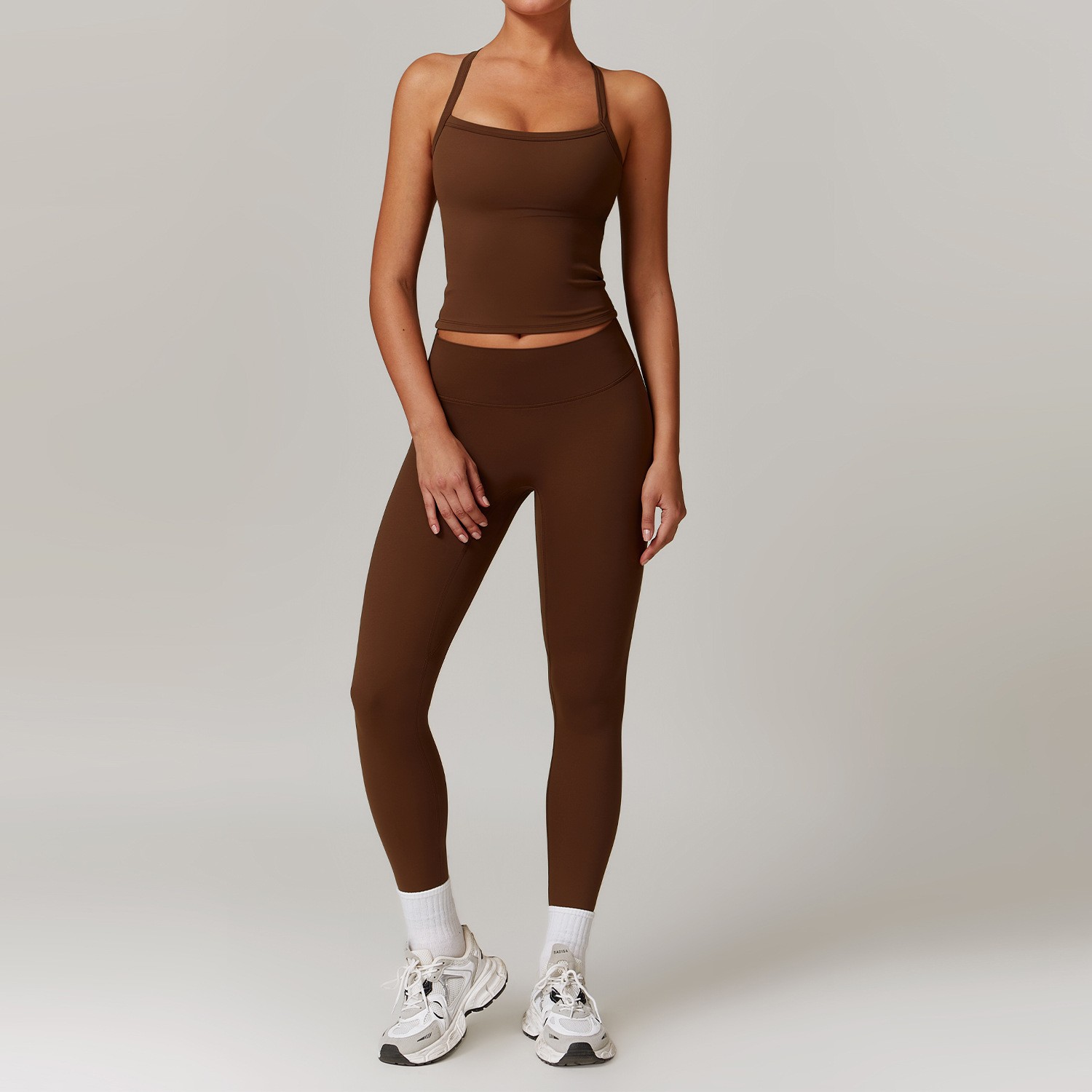 Picture of Zechuang European and American tight brushed yoga suit quick-drying workout clothes winter outdoor running sports suit female 8519