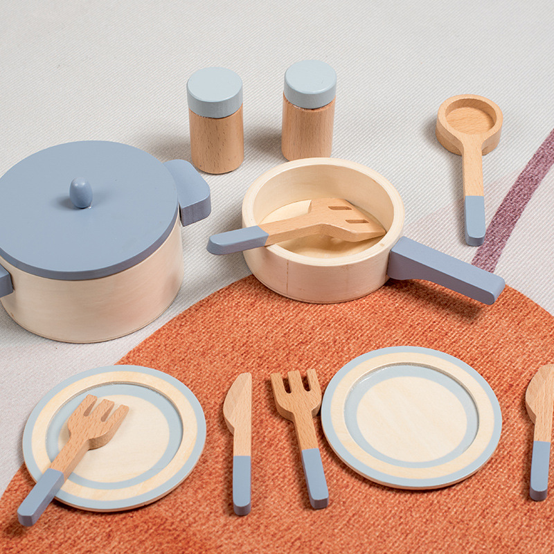 Picture of Cross-border New Products Wooden Children's Play-house Simulation Kitchen Toy Set Cooking Rice Cooking Kindergarten Interactive Toys