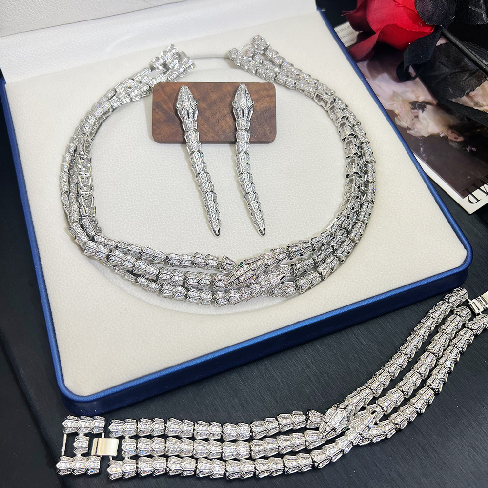 Treasure Three-layer Spirit Snake Seiko Jewelry suit Ins Cross-border Hot Sale High-end Snake Necklace Bracelet Earrings