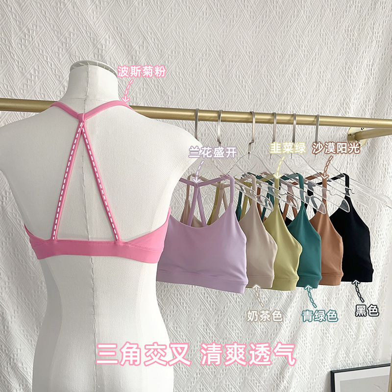 Naked Neck Yoga Bra Women's Triangle Beautiful Back Sports Vest European and American Gather Sports Underwear Yoga Top