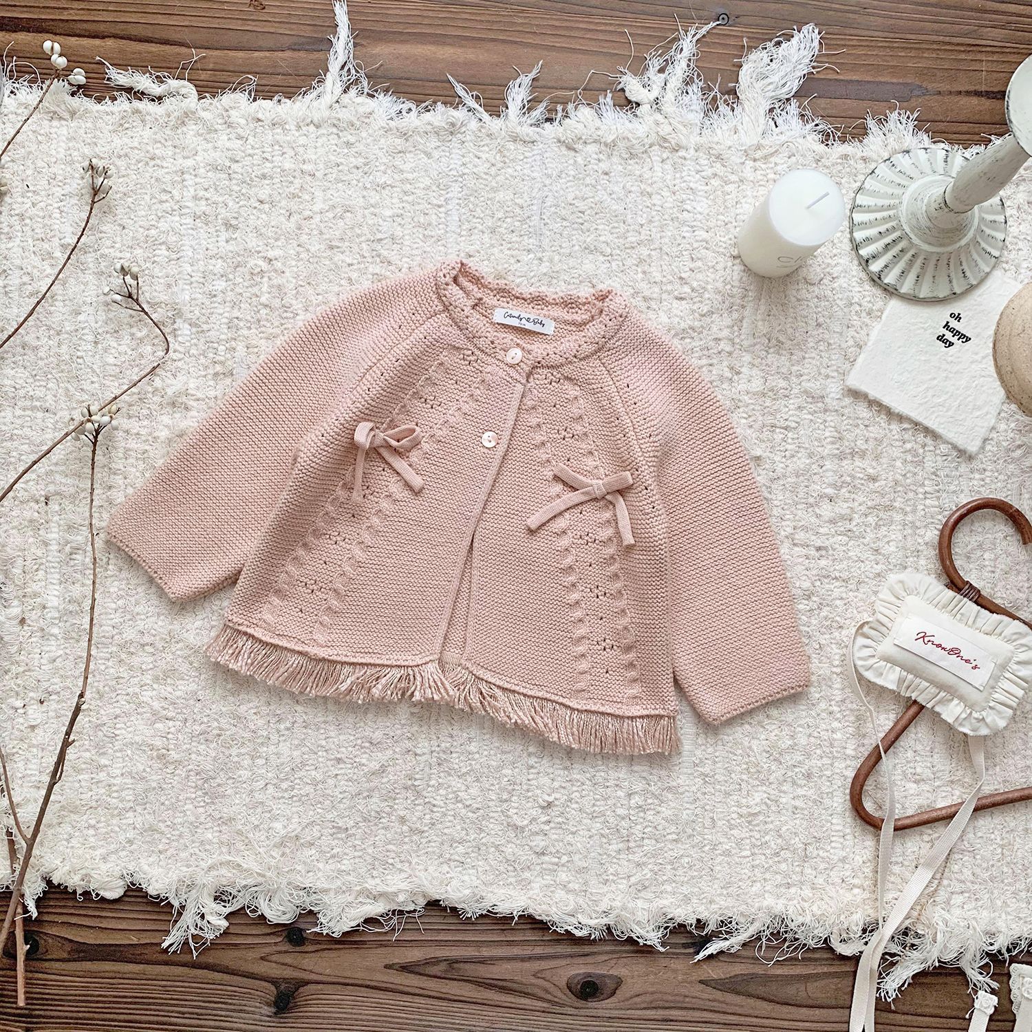 Picture of Cutemily Autumn and Winter Cross-border Girls' Crewneck Cardigan Tassel Sweater Women's Baby Cute Nordic Sweater Coat