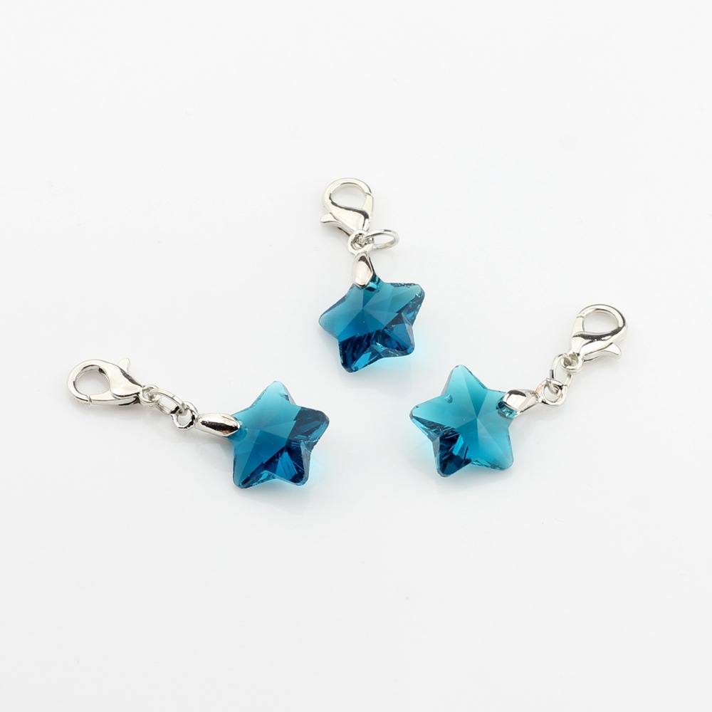 Picture of Crystal bead five-pointed star hanging lobster clasp pendant handmade children's student pencil star Small pendant ornaments
