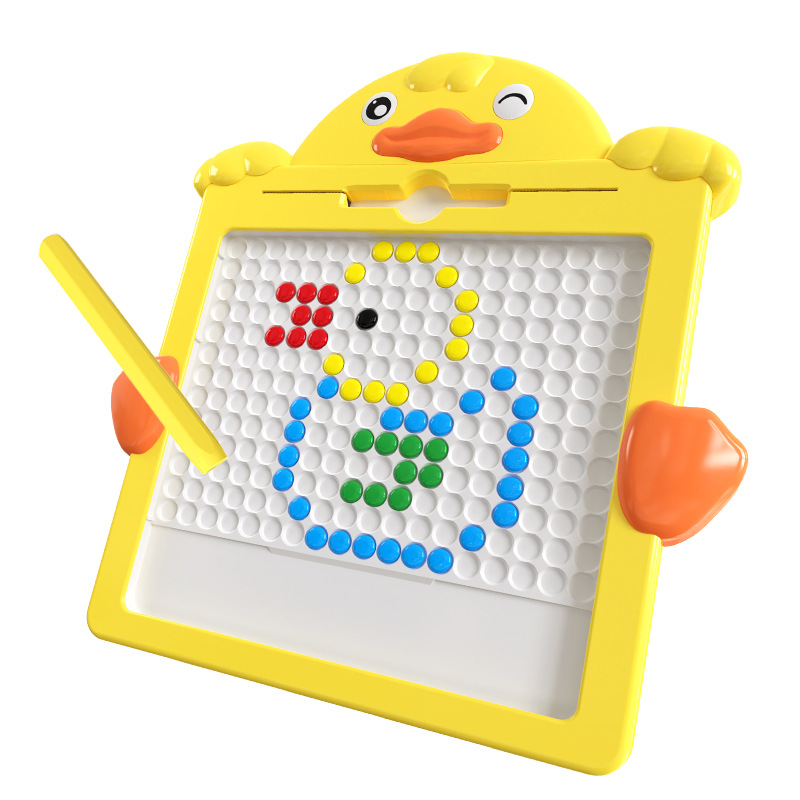 Picture of Children's Magnetic Pen Drawing Board Little Yellow Duck Magnetic Stone Bead Training Puzzle Baby Focus Coordination Exercise Toy