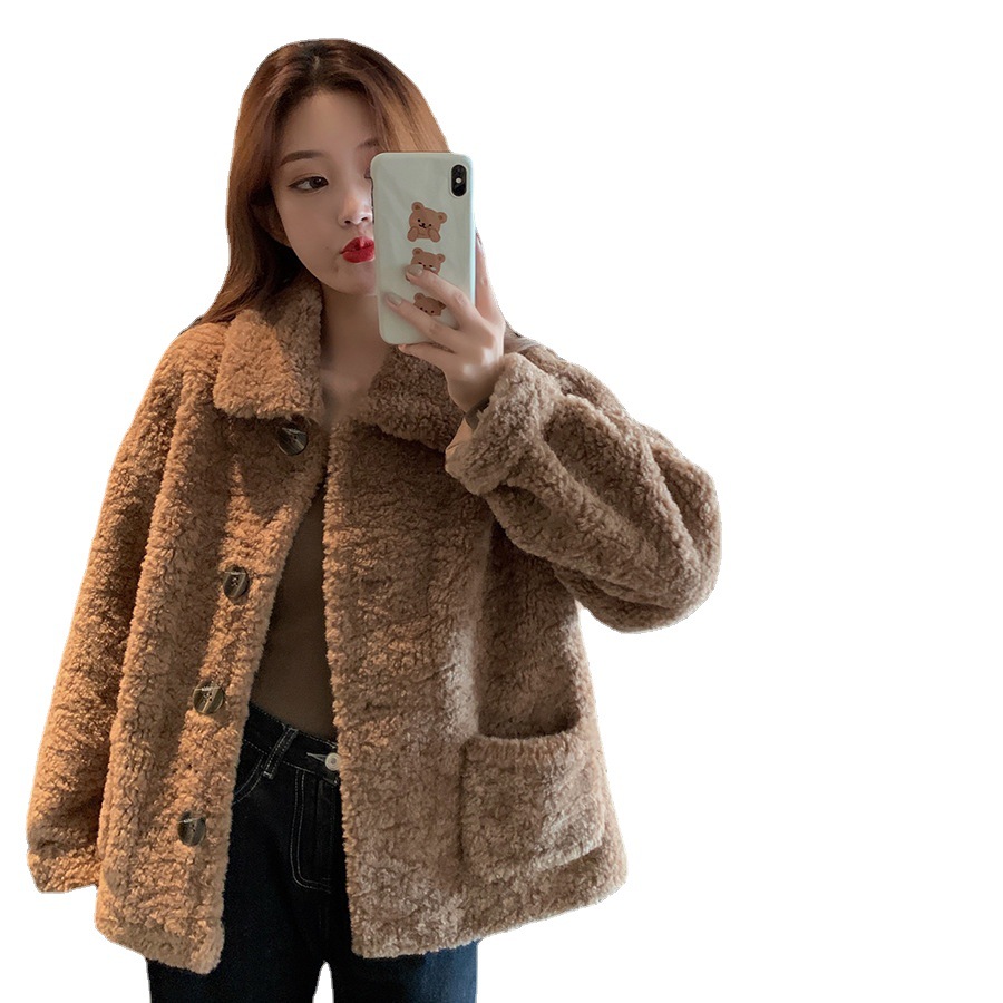 Picture of Lamb Wool Sweatshirt Jacket for Women, Autumn and Winter 2025 New Style, Loose Short Korean Version, Versatile Student Cardigan Top, Trendy
