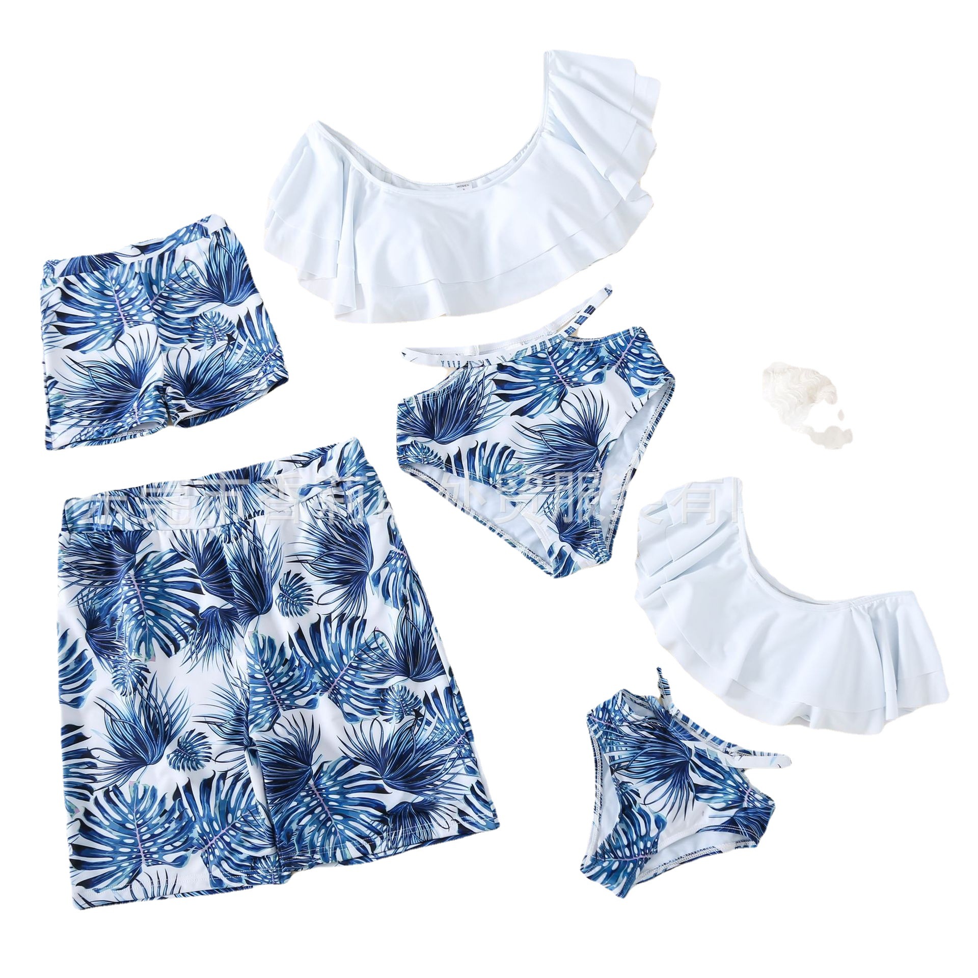 Picture of Cross-border for Europe and the United States parent-child swimsuit foreign trade swimsuit family bikini white flounce spot wholesale