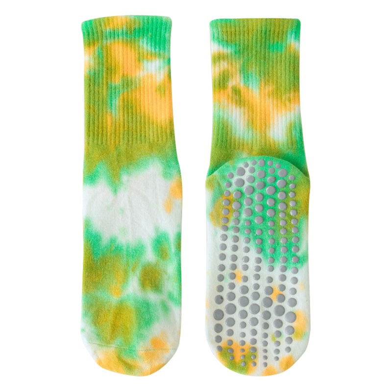 Tie-dyed Socks Women's Spring and Summer Pure Cotton Mid-length Socks ins Trendy Professional Fitness Pilates Non-slip Yoga Socks