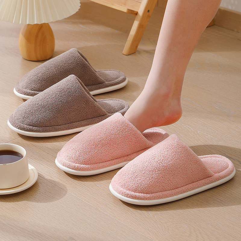 Winter Mao Mao slippers ladies warm plush simple home indoor non-slip autumn moon cotton slippers men's wholesale
