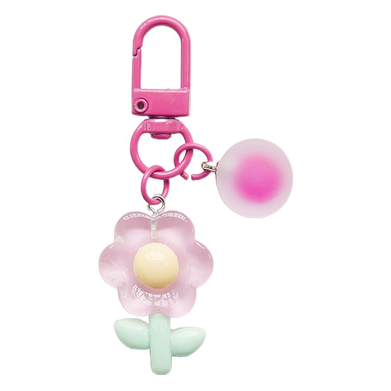 ins colorful acrylic flower car keychain creative diy flower keychain pendant student schoolbag pendant