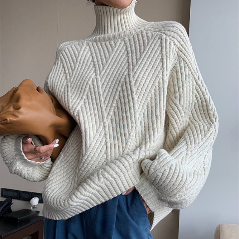 [Classic avant-garde] Japanese and Korean lazy style fashion turtleneck sweater loose exterior women's top thickened sweater