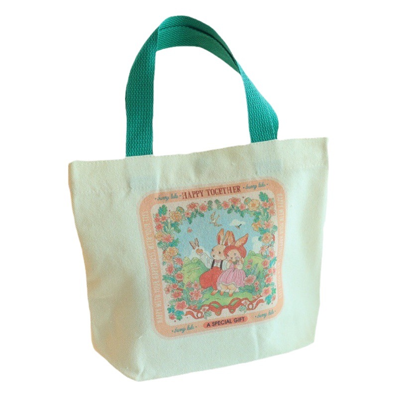 Wedding Hand Handbag Gift Bag Printed Environmental Bag Folding Canvas Bag Handheld Cotton Cloth Shopping
