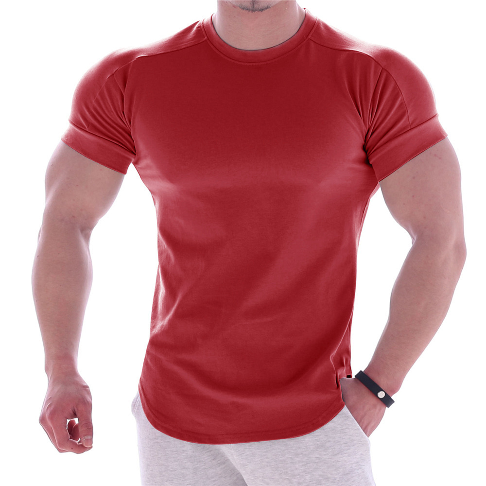 Picture of Muscle Cross-border Light Board Sports Fitness Short-sleeved T-shirt Men's Brothers Round Neck Elastic Training Exercise Tight Clothes