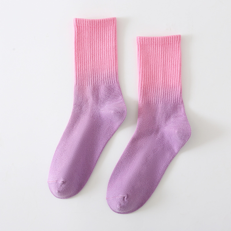 Picture of Women's socks autumn pure cotton deodorant autumn mid-calf Zhuji candy color tie-dyed tide socks wholesale source factory cotton socks