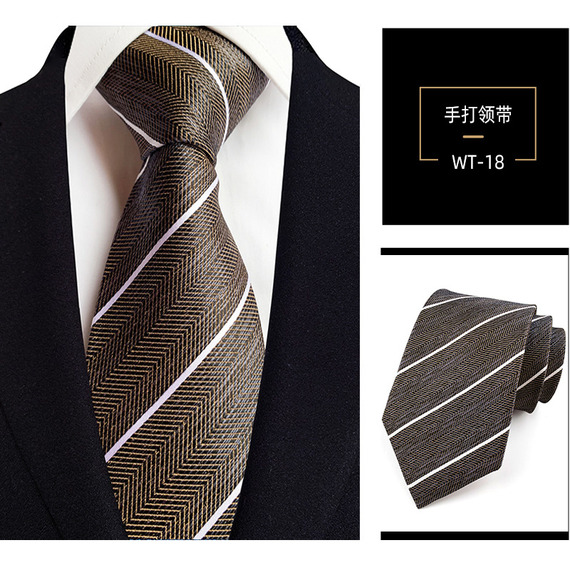 Picture of 8cm hand tie polyester yarn-dyed men's formal wear striped professional business suit accessories manufacturers in stock wholesale