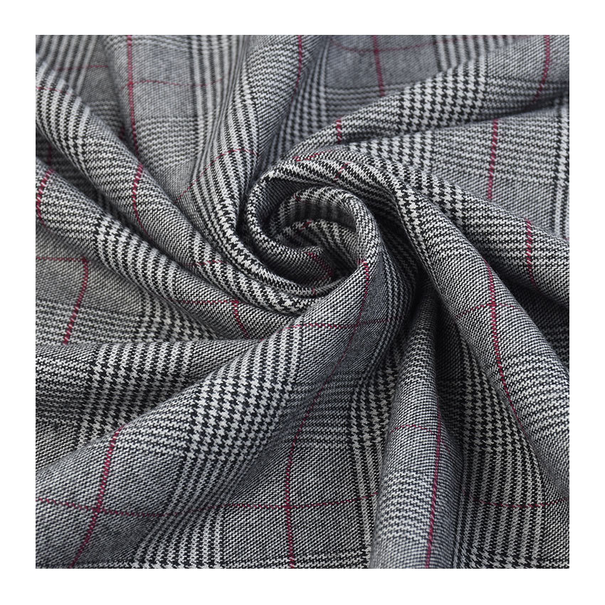 Polyester viscose yarn-dyed stretch Plaid sanding Plaid 32 double polyester viscose plaid polyester viscose stretch Plaid