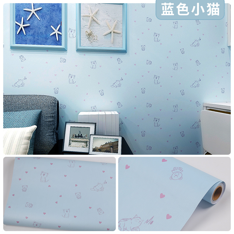 Picture of Wallpaper Self-adhesive Waterproof Moisture-proof Bedroom Background Wall Wallpaper Living Room Bedroom Dormitory Children's Room Cartoon Decorative Wall Stickers