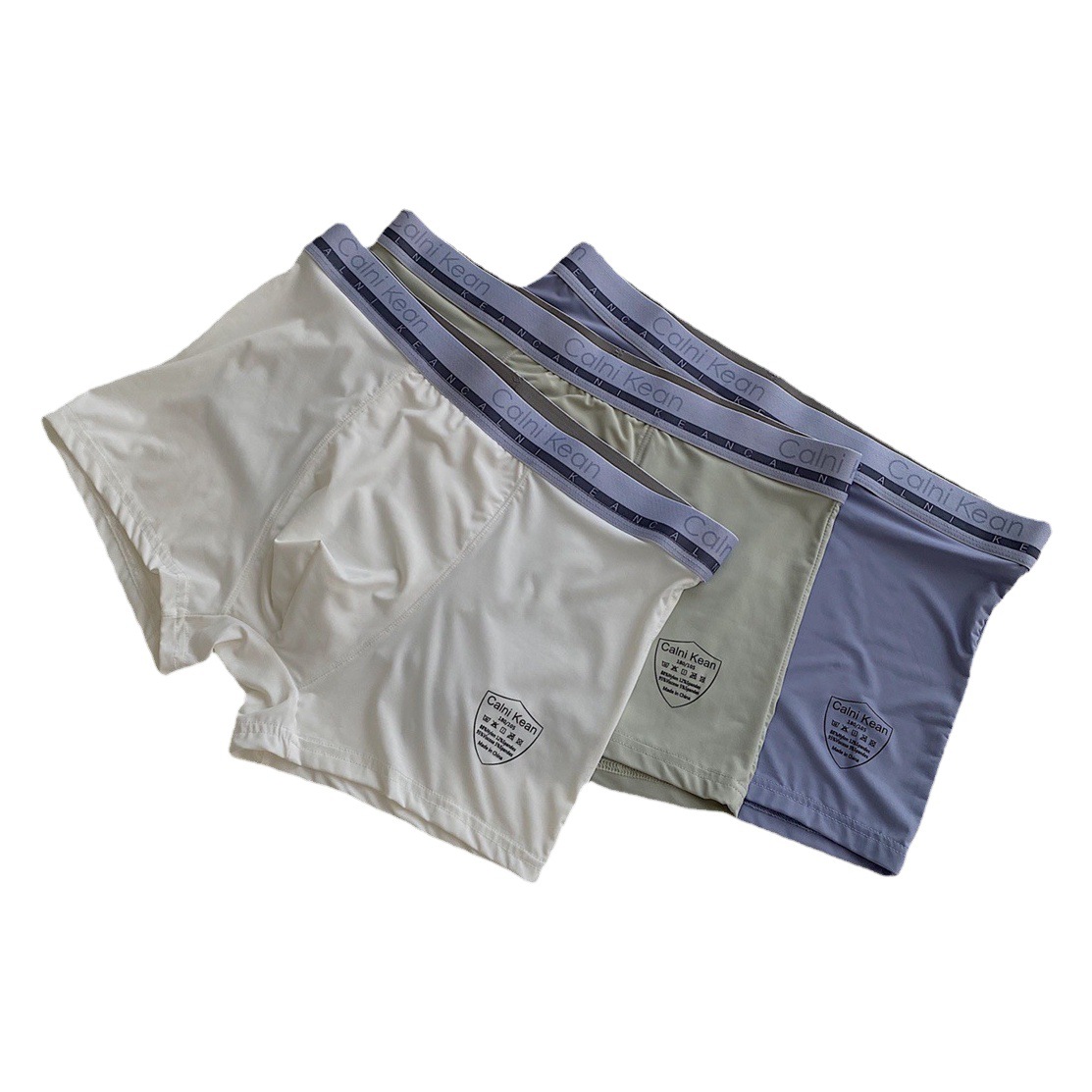 Men's Ice Muscle Nude Underwear Seamless Mid-Waist One-Piece Comfortable Solid Color Simple Boxer Briefs Boxer Briefs Cross-Border