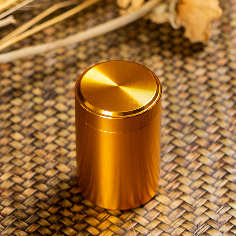 Picture of Titanium Alloy Small Tea Cans Tea Box Tea Cans Metal Mini Portable Travel Stainless Steel Sealed Tea Packaging Box