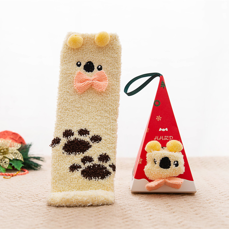 Picture of Japanese Style Three-Dimensional Cartoon Floor Socks Sleep Socks Coral Fleece Socks Women's Winter Towel Socks Thickened Warm Plush
