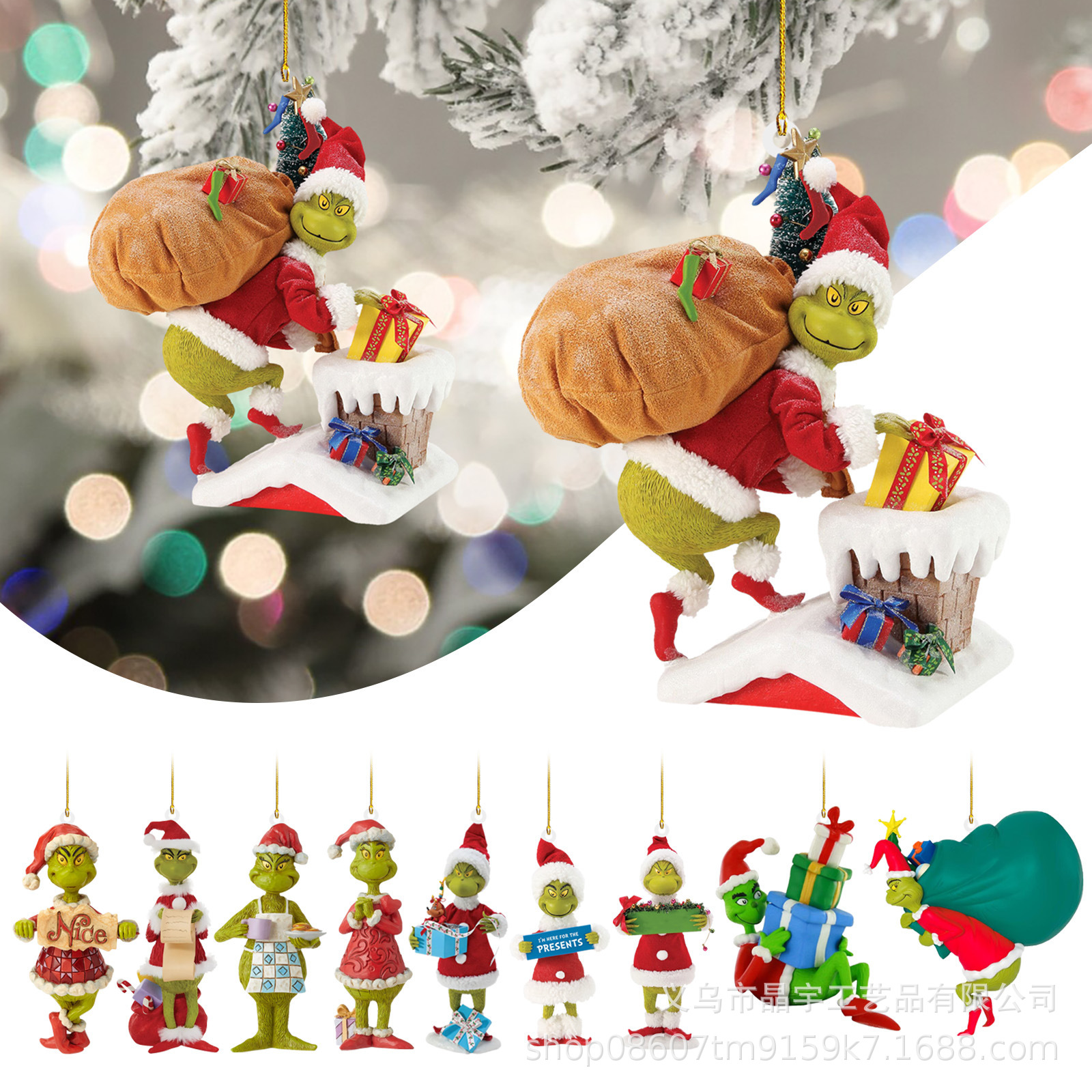 Cross-border Christmas Grinch Creative Pendant Christmas Tree Decorations Acrylic Pendant Pendant