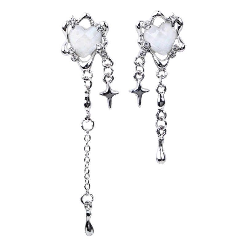 Asymmetric tassel earrings light luxury high-end earrings niche design earrings sweet cool earrings women