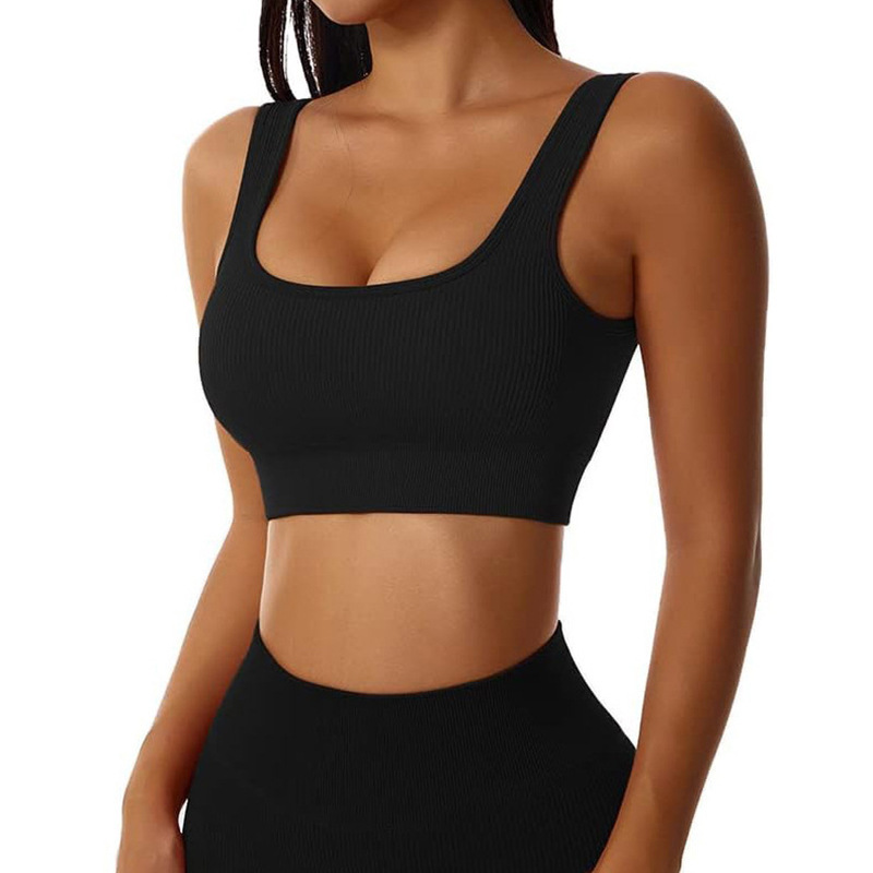 Factory Threaded Yoga Underwear Seamless Knitted Sports Fitness Bra Top Women's Breathable Beautiful Back Shockproof Vest