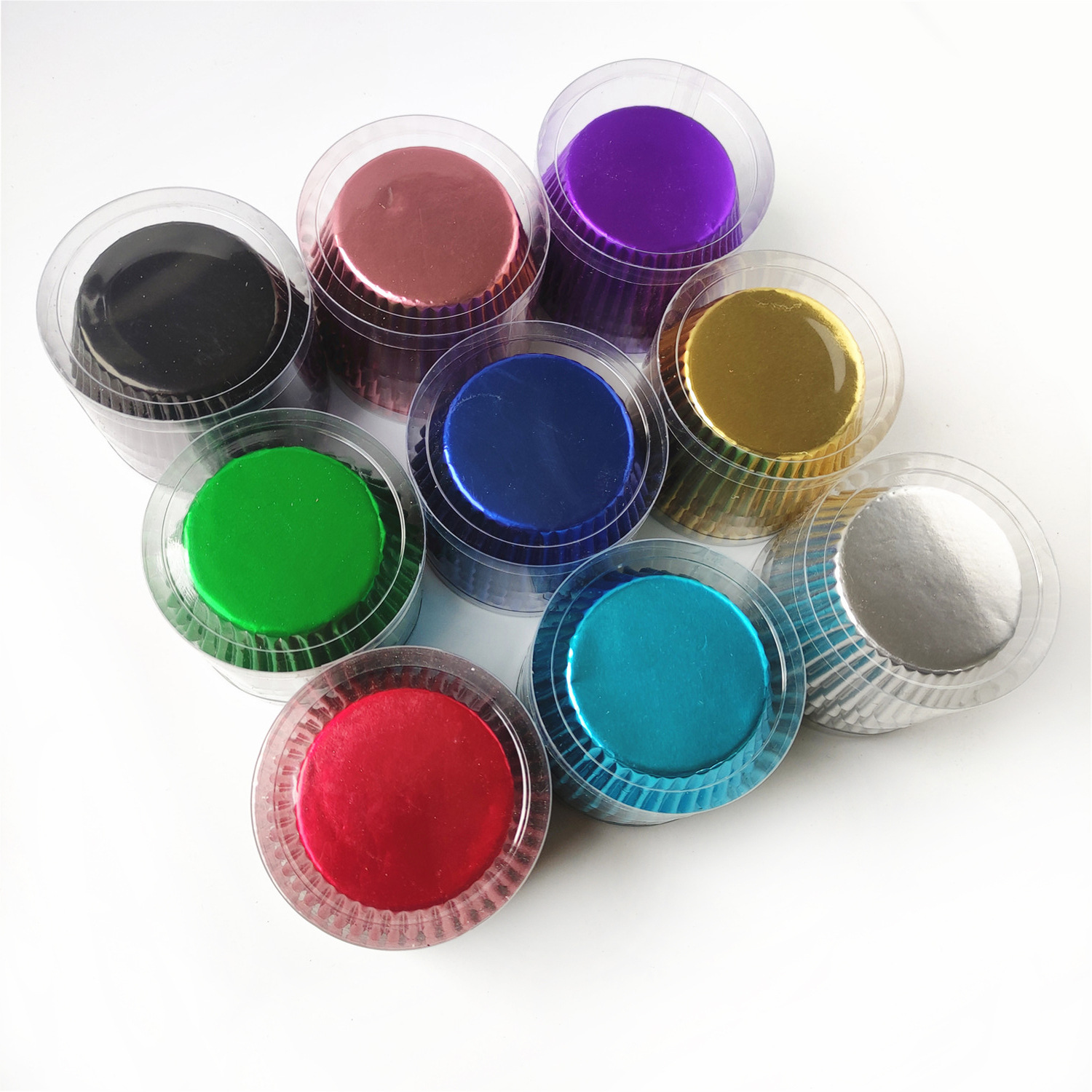 Picture of 11cm aluminum foil paper holder gold and silver cake paper thickened baking oil-proof paper cup PVC boxed 100 paper holder