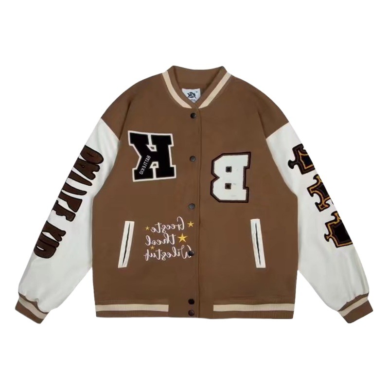 2023 American Trendyy Retro Letter Embroider Printed Baseball Uniform Cotton Outwear Women's Loose Spring and Autum Handsome Jacket