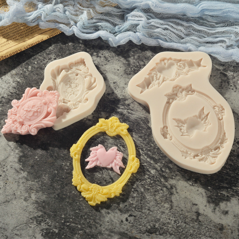 Sanxin European-style frame relief silicone mold sugar DIY love photo frame cake decoration accessories cross-border direct sales
